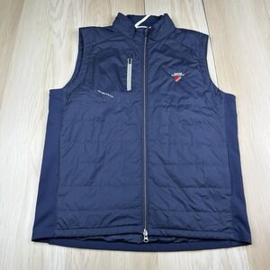 Zero Restriction Full Zip Golf Vest Primaloft Pockets Navy Men's Size L Dexter